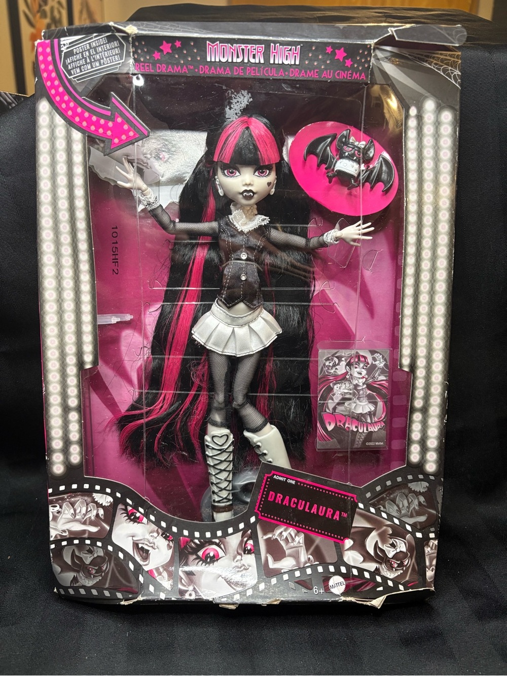 NIB 2025 Monster High Reel Drama Draculaura Black & White Poster And Stand NEW
